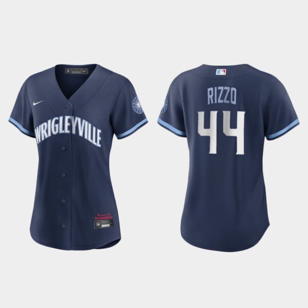 Chicago Cubs #44 Anthony Rizzo Women's Nike 2021 City Connect Navy MLB Jersey