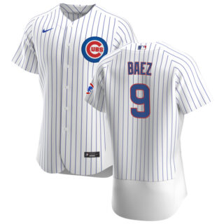 Chicago Cubs #9 Javier Baez Men's Nike White Home 2020 Authentic Player Jersey