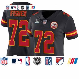 Chiefs #72 Eric Fisher Black Super Bowl LIV Bound Women's Stitched Football Limited Rush Jersey