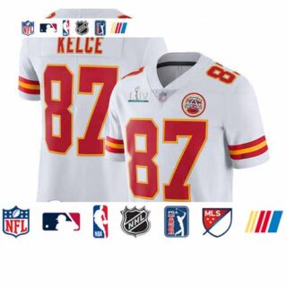 Chiefs #87 Travis Kelce White Super Bowl LIV Bound Men's Stitched Football Vapor Untouchable Limited Jersey