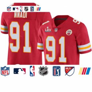 Chiefs #91 Derrick Nnadi Red Team Color Super Bowl LIV Bound Men's Stitched Football Vapor Untouchable Limited Jersey