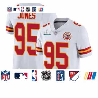 Chiefs #95 Chris Jones White Super Bowl LIV Bound Men's Stitched Football Vapor Untouchable Limited Jersey