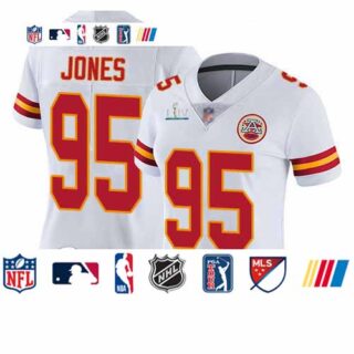 Chiefs #95 Chris Jones White Super Bowl LIV Bound Women's Stitched Football Vapor Untouchable Limited Jersey