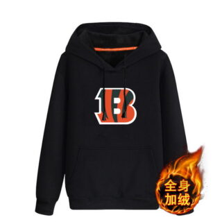 Cincinnati Bengals Black Men's Winter Thick NFL Pullover Hoodie