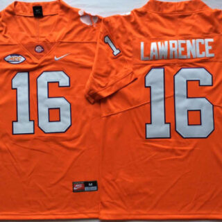 Clemson Tigers 16 Trevor Lawrence Orange Nike College Football Jersey