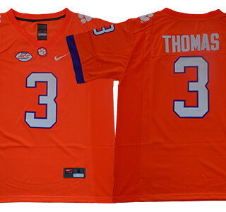 Clemson Tigers 3 Xavier Thomas Orange College Football Jersey