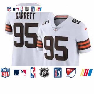 Cleveland Browns #95 Myles Garrett Men's Nike White 2020 Vapor Limited Jersey