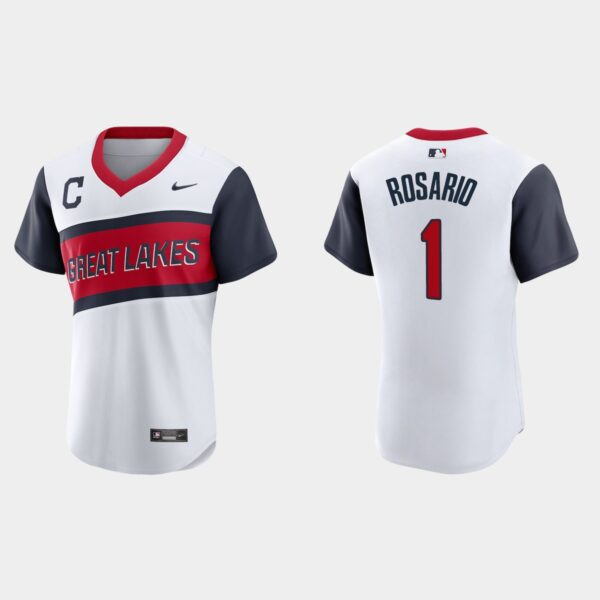 Cleveland Indians #1 Amed Rosario Men's Nike White 2021 Little League Class Authentic MLB Jersey