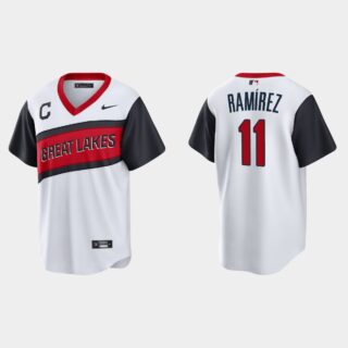 Cleveland Indians #11 Jose Ramirez Men's Nike White 2021 Little League Class Game MLB Jersey