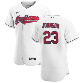 Cleveland Indians #23 Daniel Johnson Men's Nike White Home 2020 Authentic Team MLB Jersey