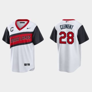 Cleveland Indians #28 Ernie Clement Men's Nike White 2021 Little League Class Game MLB Jersey