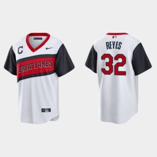 Cleveland Indians #32 Franmil Reyes Men's Nike White 2021 Little League Class Game MLB Jersey