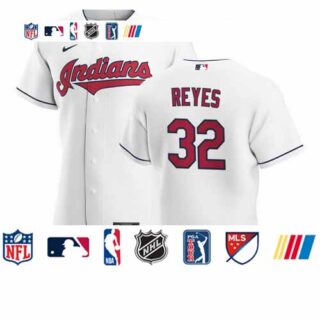 Cleveland Indians #32 Franmil Reyes Men's Nike White Home 2020 Authentic Team MLB Jersey