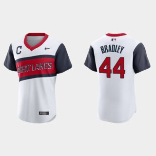 Cleveland Indians #44 Bobby Bradley Men's Nike White 2021 Little League Classic Authentic MLB Jersey
