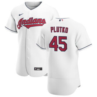 Cleveland Indians #45 Adam Plutko Men's Nike White Home 2020 Authentic Team MLB Jersey