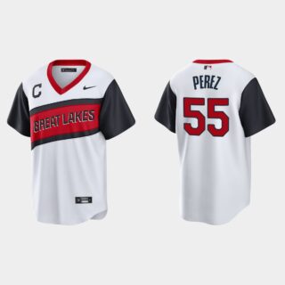 Cleveland Indians #55 Roberto Perez Men's Nike White 2021 Little League Class Game MLB Jersey