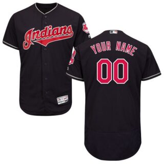 Cleveland Indians Navy Men's Customized Flexbase Jersey