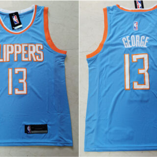 Clippers 13 Paul George Light Blue City Edition Nike Swingman Jersey