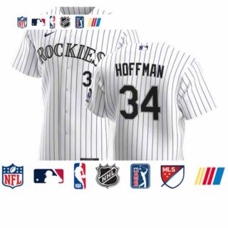 Colorado Rockies #34 Jeff Hoffman Men's Nike White Home 2020 Authentic Player MLB Jersey