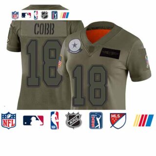Cowboys #18 Randall Cobb Camo Women's Stitched Football Limited 2019 Salute to Service Jersey
