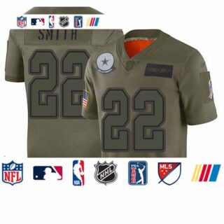 Cowboys #22 Emmitt Smith Camo Youth Stitched Football Limited 2019 Salute to Service Jersey