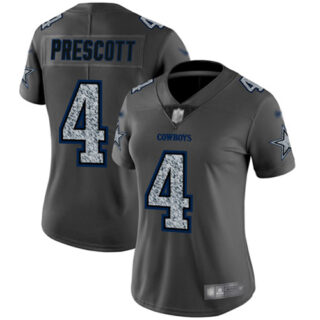 Cowboys #4 Dak Prescott Gray Static Women's Stitched Football Vapor Untouchable Limited Jersey