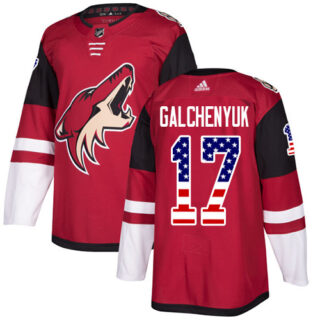Coyotes #17 Alex Galchenyuk Maroon Home Authentic USA Flag Stitched Hockey Jersey