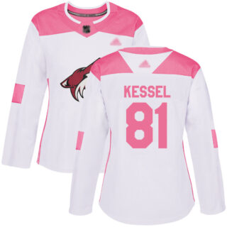 Coyotes #81 Phil Kessel White Pink Authentic Fashion Women's Stitched Hockey Jersey