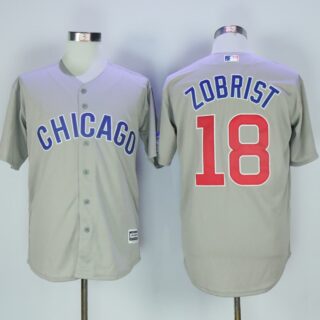 Cubs 18 Ben Zobrist Gray Road Cool Base Jersey
