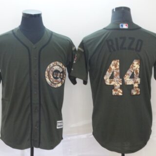 Cubs 44 Anthony Rizzo Olive Camo Salute To Service Cool Base Jersey