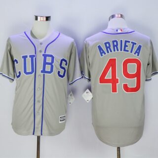 Cubs 49 Jake Arrieta Gray Cool Base Jersey