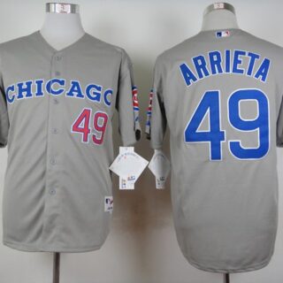 Cubs 49 Jake Arrieta Gray Throwback Jersey