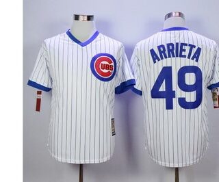 Cubs 49 Jake Arrieta White Cooperstown Collection Jersey