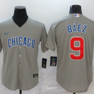 Cubs 9 Javier Baez Gray 2020 Nike Cool Base Jersey