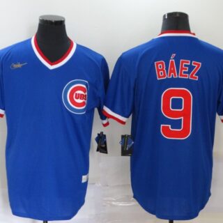 Cubs 9 Javier Baez Royal Nike Cool Base Throwback Jersey