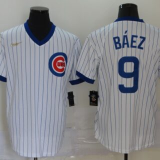 Cubs 9 Javier Baez White 2020 Nike Cool Base Jersey