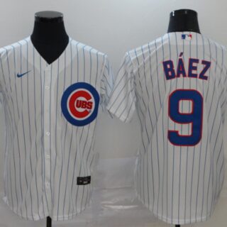 Cubs 9 Javier Baez White 2020 Nike Cool Base Jersey