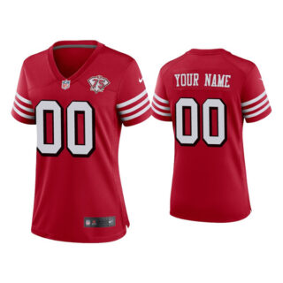 Custom Women 49ers 75th Anniversary Alternate Scarlet Jersey