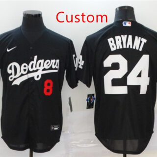 Custom Dodgers Black White Number Jersey