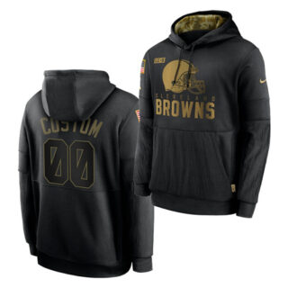 Custom Men's Cleveland Browns 2020 Salute To Service Black Sideline Performance Pullover Hoodie