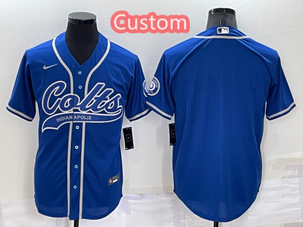 Custom Men's Indianapolis Colts Royal Cool Base Stitched Baseball Jersey