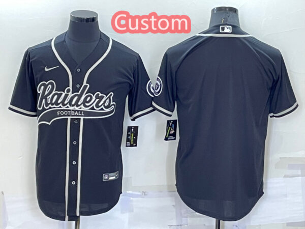Custom Men's Las Vegas Raiders Black Cool Base Stitched Baseball Jersey