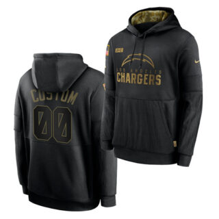 Custom Men's Los Angeles Chargers 2020 Salute To Service Black Sideline Performance Pullover Hoodie