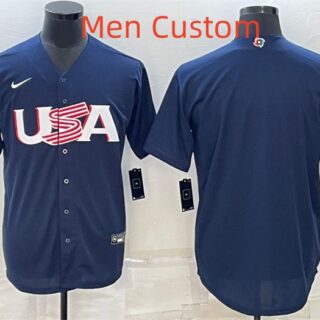 Custom Men's USA Baseball 2023 Navy World Baseball Classic Stitched Jersey