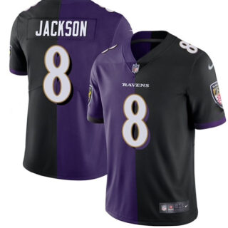 Custom Men's Baltimore Ravens Purple Black Split Vapor Limited Jersey