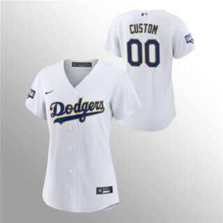 Custom Women's Dodgers White 2021 Gold Program Jersey