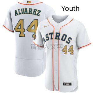 Custom Youth Houston Astros White 2023 Gold Collection With World Serise Champions Patch Stitched Baseball Jersey