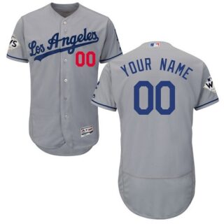 Customized Men's Los Angeles Dodgers Gray 2017 World Series Bound Flex Base MLB Alternate Jersey