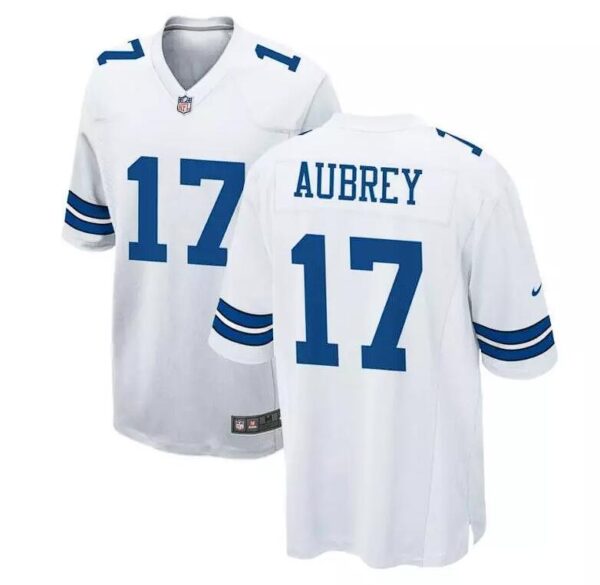 Men's Dallas Cowboy #17 Brandon Aubrey stitched Jersey White