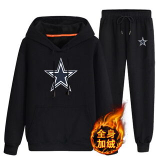 Dallas Cowboys Black Men's Winter Thicken NFL Pullover Hoodie & Pant